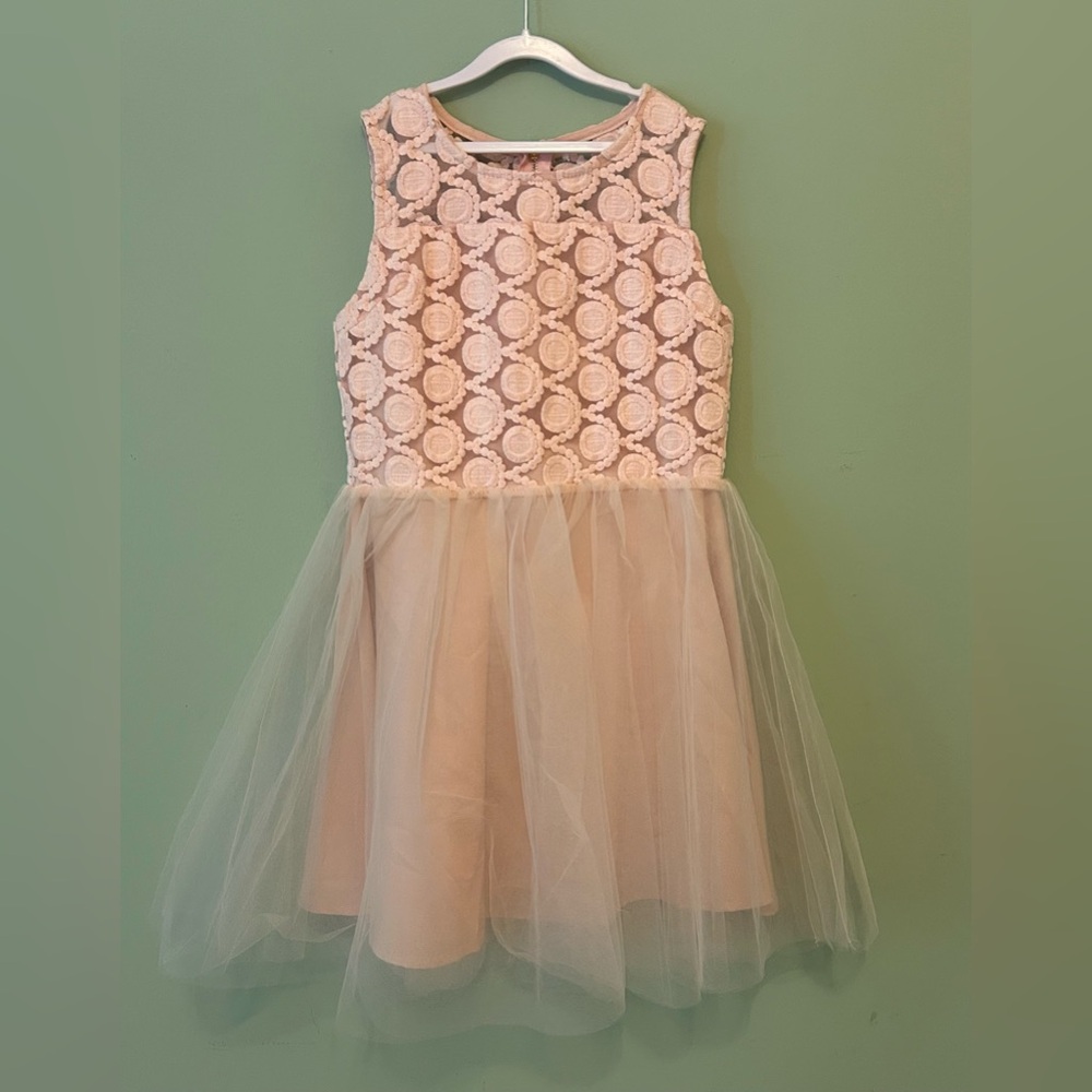 Girls Designer Pink embroidered and Tulle Party Dress size 10